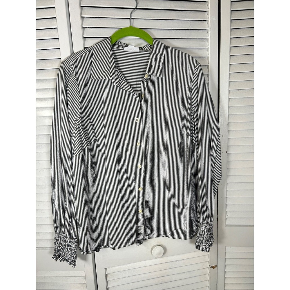 J Jill Striped Button Down Top Size M